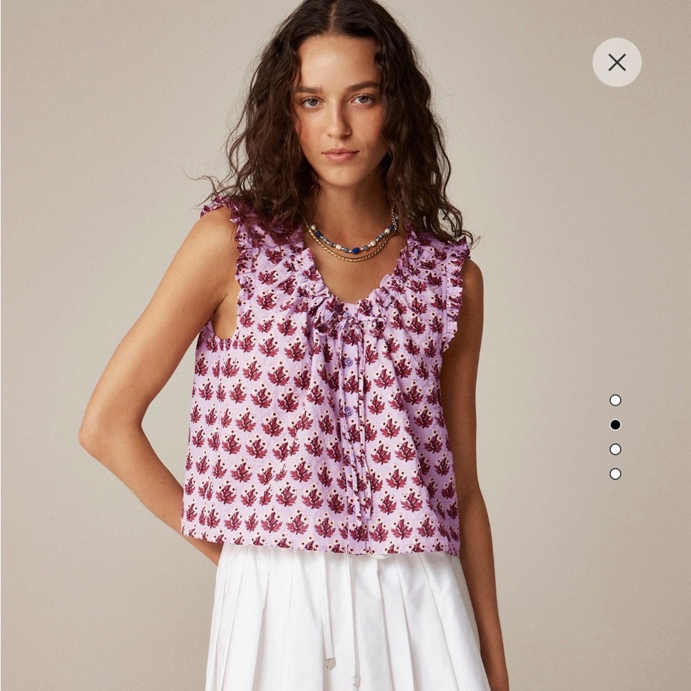 J. Crew Purple and Red Floral Blouse